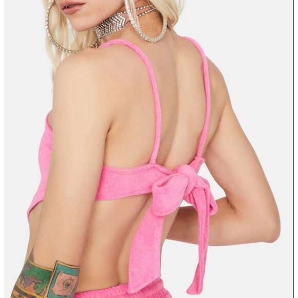 Fuchsia Adjustable Tie-Back Crop Top by Shacl – Rooftop Glow Edition S - Picture 4 of 4